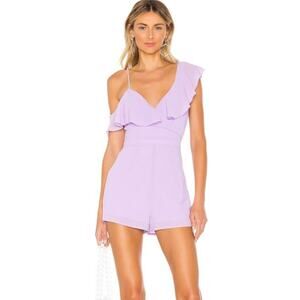 NWT Superdown Revolve Emilia Wrap Romper Lavender Purple Ruffle Size XS